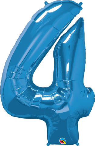 Number 4 Blue (Helium) - 34 Inches