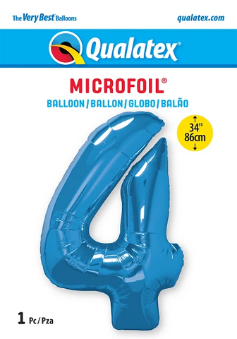 Number 4 Blue (Helium) - 34 Inches