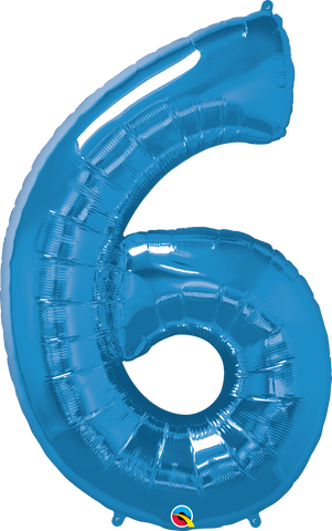 Number 6 Blue (Helium) - 34 Inches