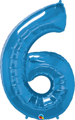 Number 6 Blue (Helium) - 34 Inches