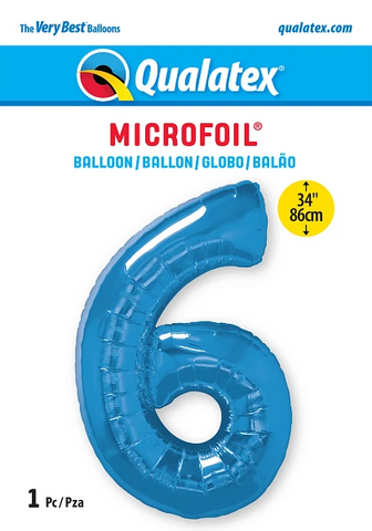 Number 6 Blue (Helium) - 34 Inches