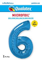 Number 6 Blue (Helium) - 34 Inches