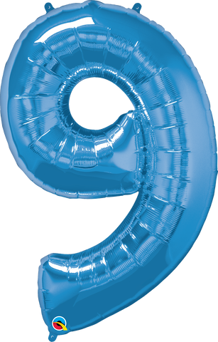 Number 9 Blue (Helium) - 34 Inches