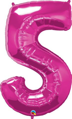 Number 5 Magenta (Helium) - 34 Inches