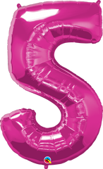 Number 5 Magenta (Helium) - 34 Inches