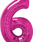 Number 6 Magenta (Helium) - 34 Inches