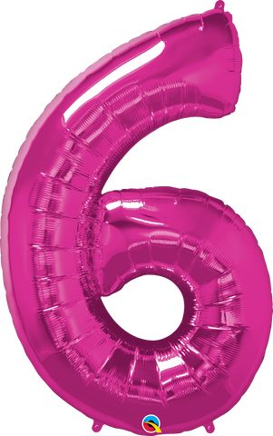 Number 6 Magenta (Helium) - 34 Inches