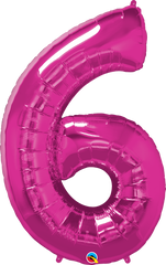 Number 6 Magenta (Helium) - 34 Inches