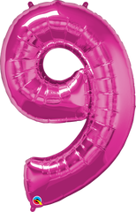 Number 9 Magenta (Helium) - 34 Inches