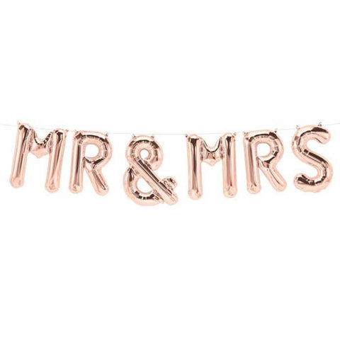 MR & MRS ‑ Rose Gold Balloon (Air-Filled) - 16 Inches