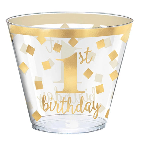 1st Birthday Gold Hot Stamped Tumblers 266ml- 18 Pc