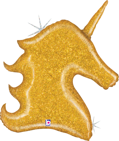 Gold Glitter Unicorn (Helium) - 38 Inches