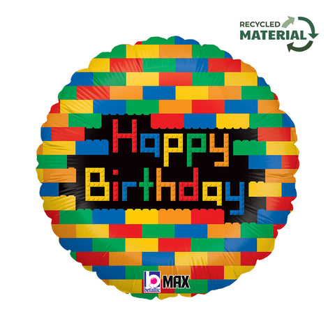 Round  Birthday Blocks (Helium) - 18 Inches