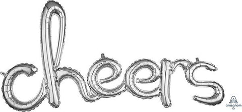 “Cheers” Cursive ‑ Silver Balloon (Air-Filled) - 36 Inches