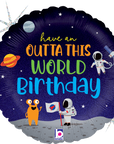 Round Outta This World Birthday (Helium) - 18 Inches