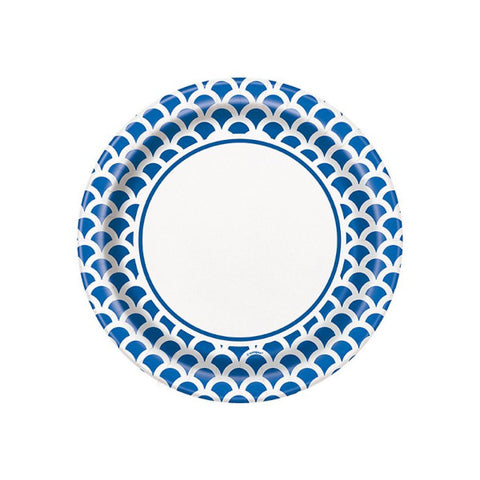 Paper Plates 9 Inches Royal Blue Scallop- 8 Pc