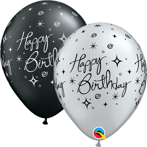 Birthday Elegant Sparkle & Swirls Latex Balloon (Helium/Air Filled) - 11 Inches