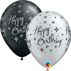 Birthday Elegant Sparkle & Swirls Latex Balloon (Helium/Air Filled) - 11 Inches