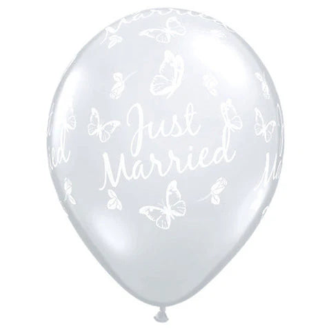 Just Married Butterflies Latex Balloon (Helium/Air Filled) - 11 Inches