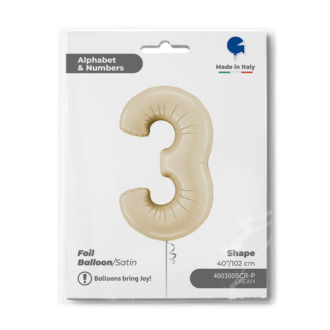 Number 3 Satin Cream (Helium) - 40 Inches