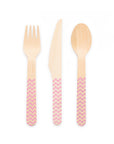 Premium Wooden Cutlery Light Pink- 18 Pc