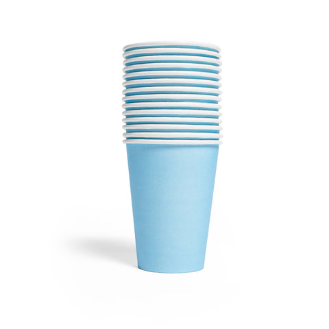 Premium Paper Cups Light Blue 210ml- 14 Pc