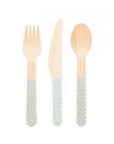 Premium Wooden Cutlery Light Blue- 18 Pc