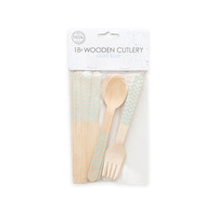 Premium Wooden Cutlery Light Blue- 18 Pc