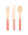 Premium Wooden Cutlery Red- 18 Pc