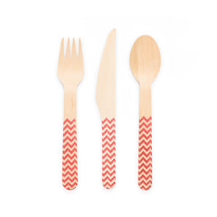 Premium Wooden Cutlery Red- 18 Pc