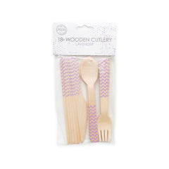 Premium Wooden Cutlery Lavender- 18 Pc