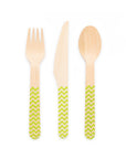 Premium Wooden Cutlery Lime Green- 18 Pc