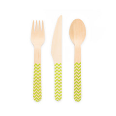 Premium Wooden Cutlery Lime Green- 18 Pc