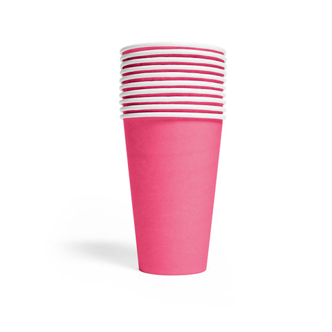 Premium Paper Cups Hot Pink 350ml- 10 Pc