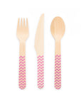 Premium Wooden Cutlery Hot Pink- 18 Pc