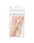 Premium Wooden Cutlery Hot Pink- 18 Pc