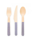 Premium Wooden Cutlery Dark Blue- 18 Pc