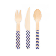 Premium Wooden Cutlery Dark Blue- 18 Pc