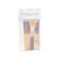 Premium Wooden Cutlery Dark Blue- 18 Pc