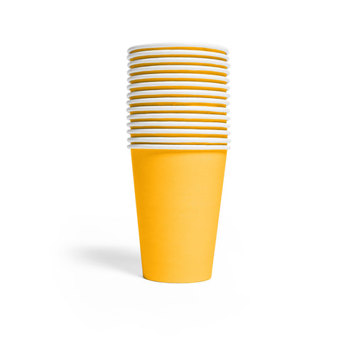 Premium Paper Cups Yellow 210ml- 14 Pc