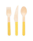 Premium Wooden Cutlery Yellow- 18 Pc