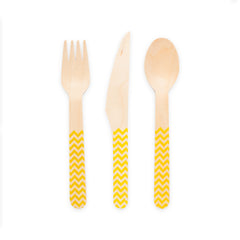 Premium Wooden Cutlery Yellow- 18 Pc