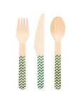 Premium Wooden Cutlery Dark Green- 18 Pc