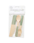 Premium Wooden Cutlery Dark Green- 18 Pc