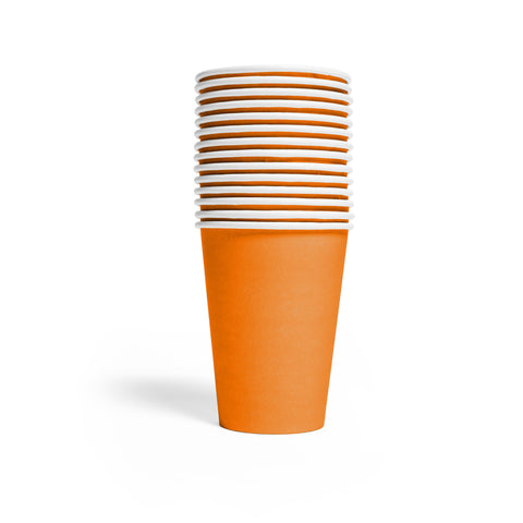 Premium Paper Cups Orange 210ml- 14 Pc