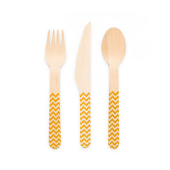 Premium Wooden Cutlery Orange- 18 Pc