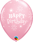 Birthday Sparkle Pink Latex Balloon (Helium/Air Filled) - 11 Inches