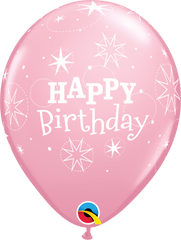 Birthday Sparkle Pink Latex Balloon (Helium/Air Filled) - 11 Inches