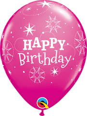 Birthday Sparkle Pink Latex Balloon (Helium/Air Filled) - 11 Inches