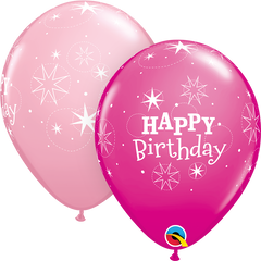 Birthday Sparkle Pink Latex Balloon (Helium/Air Filled) - 11 Inches